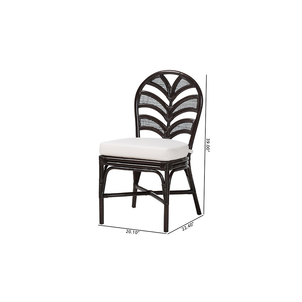 Niven Rattan Dining Chair with Banana Leaf Backrest and Cushion. Picture 9