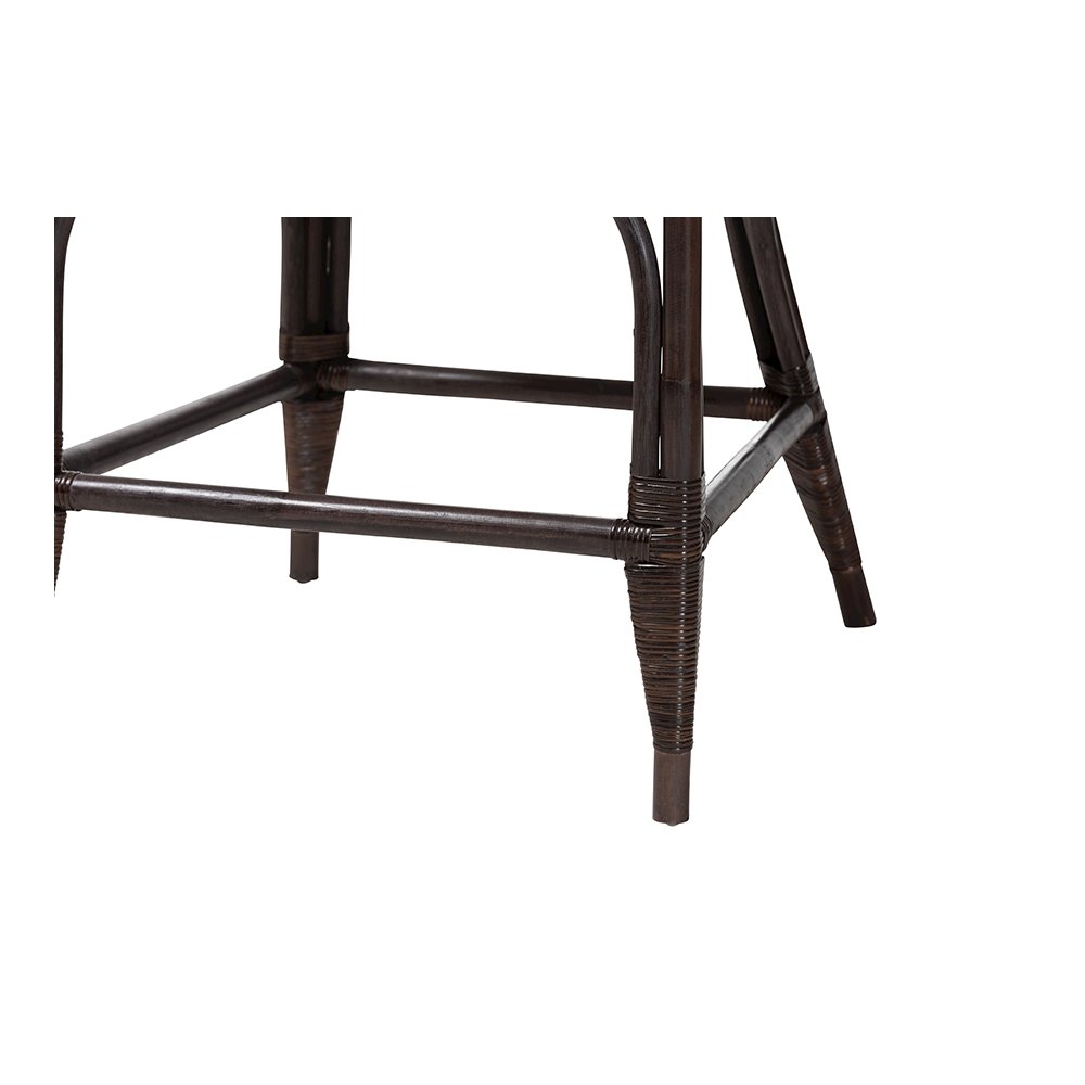 Niven Rattan Counter Stool with Banana Leaf Backrest and Cushion. Picture 7