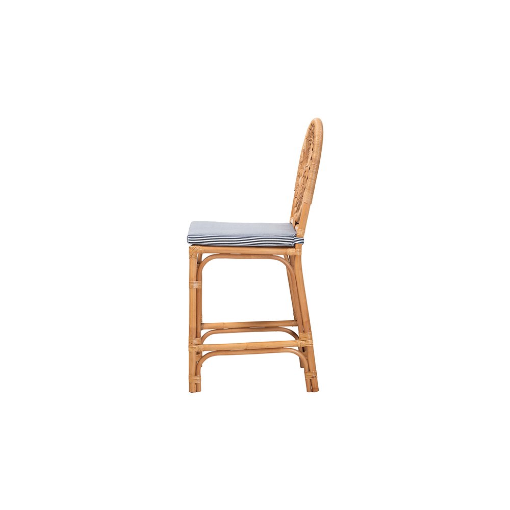Oberon Rattan Counter Stool with Sunburst Backrest and Cushion. Picture 4