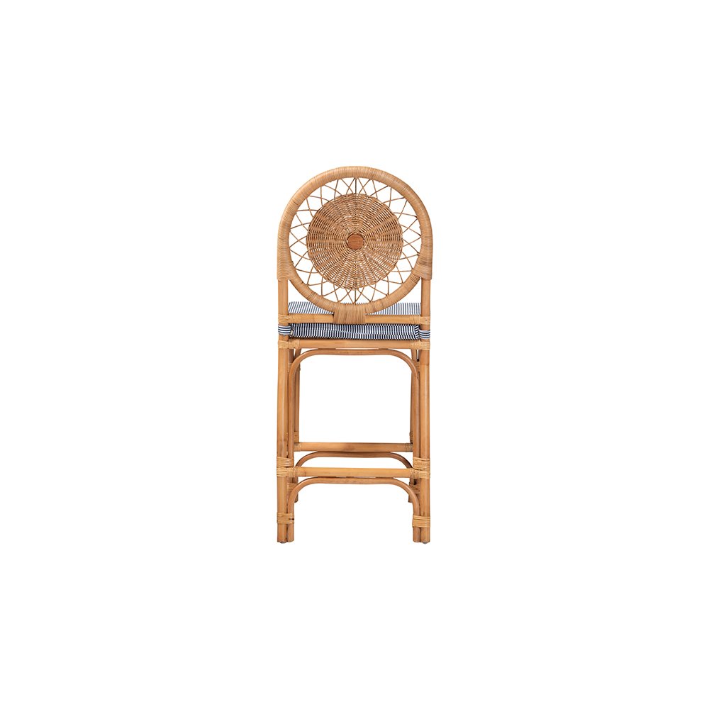 Oberon Rattan Counter Stool with Sunburst Backrest and Cushion. Picture 5