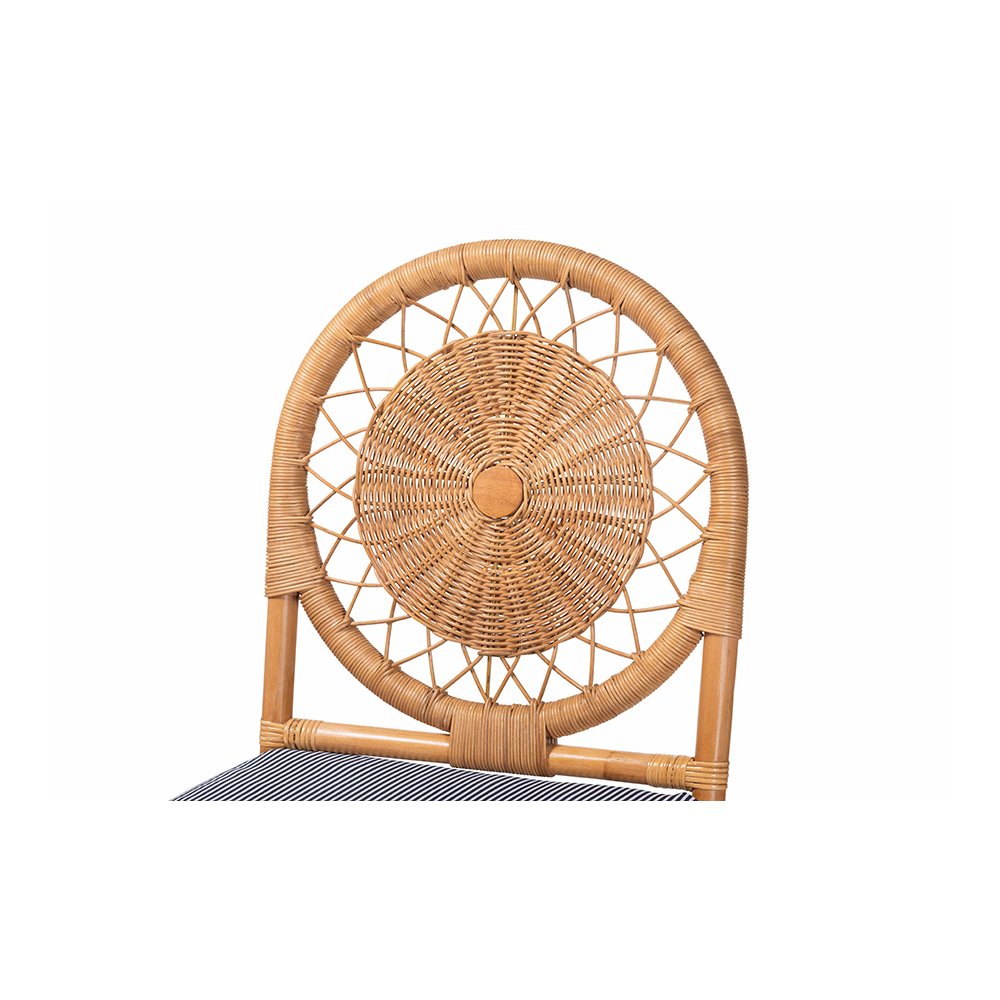 Oberon Rattan Counter Stool with Sunburst Backrest and Cushion. Picture 6