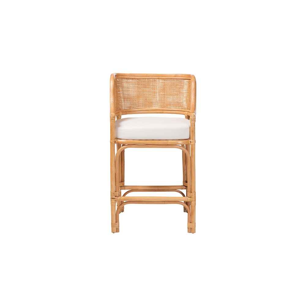 Ottis Rattan Counter Stool with Cushion and Integrated Footrest. Picture 3