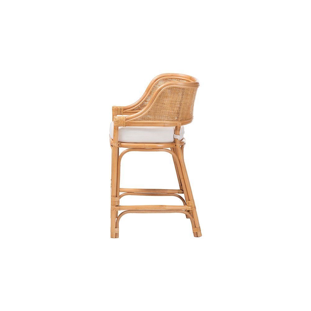 Ottis Rattan Counter Stool with Cushion and Integrated Footrest. Picture 4