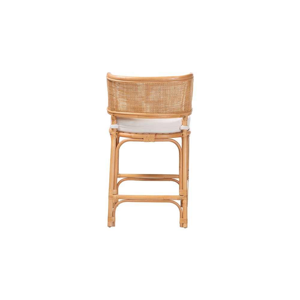Ottis Rattan Counter Stool with Cushion and Integrated Footrest. Picture 5