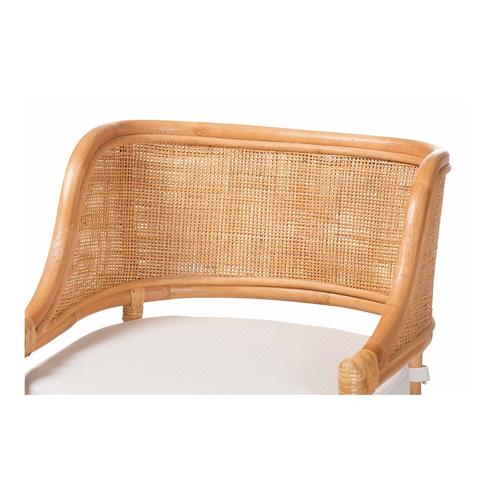 Ottis Rattan Counter Stool with Cushion and Integrated Footrest. Picture 6