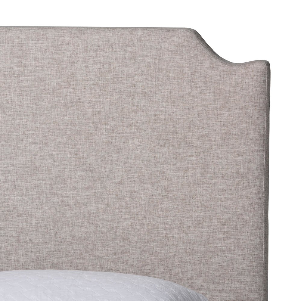 Platform Bed with Pleated Skirt, Upholstered Bed Frame, Panel Headboard, Queen. Picture 5