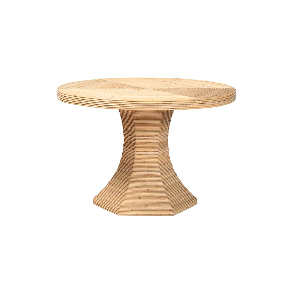 Benito Rattan Dining Table with Hourglass Pedestal Base, Handcrafted. Picture 3