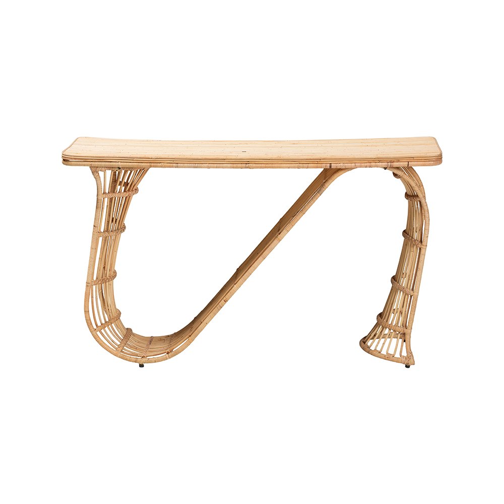 Araceli Rattan S-Curve Console Table, Handwoven Sculptural Accent. Picture 3