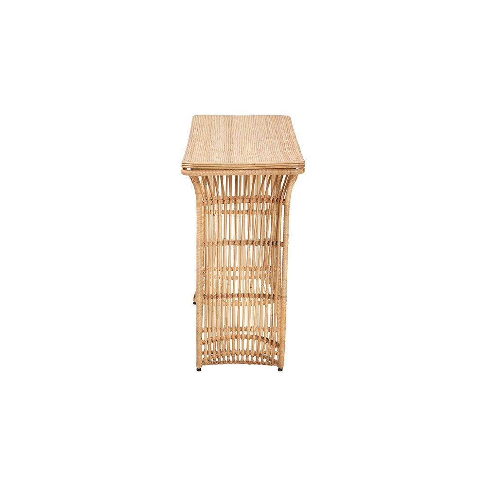 Araceli Rattan S-Curve Console Table, Handwoven Sculptural Accent. Picture 4