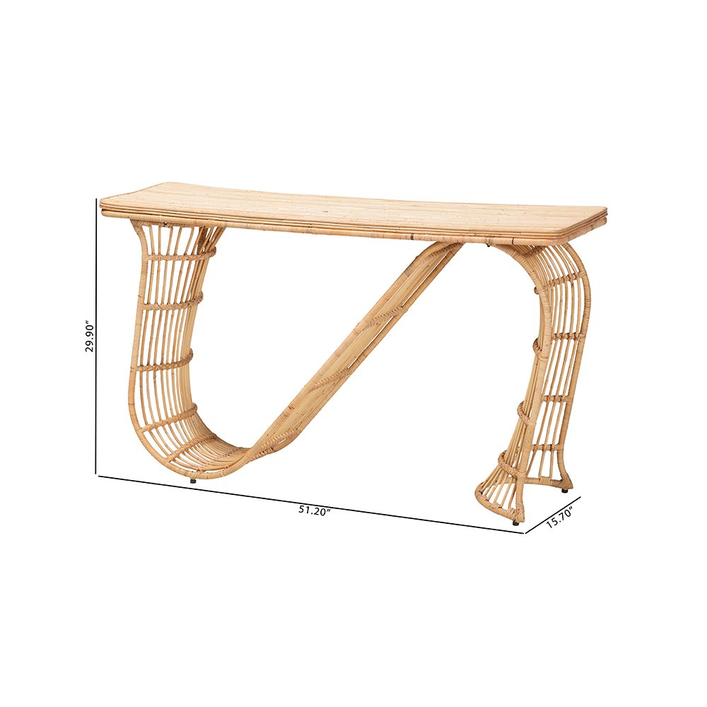 Araceli Rattan S-Curve Console Table, Handwoven Sculptural Accent. Picture 10