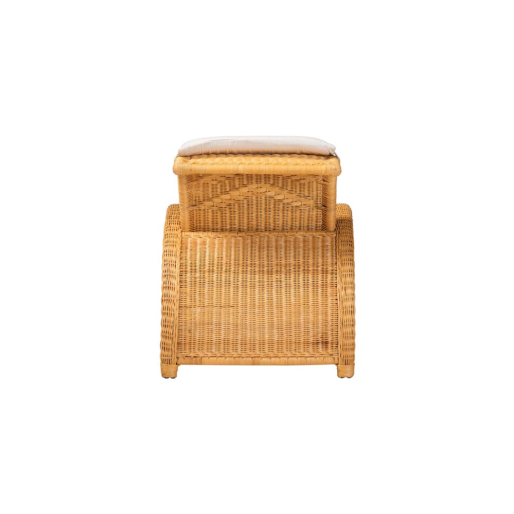 Aries Rattan Chaise Lounge Chair with Rolled Backrest and Cushion. Picture 5