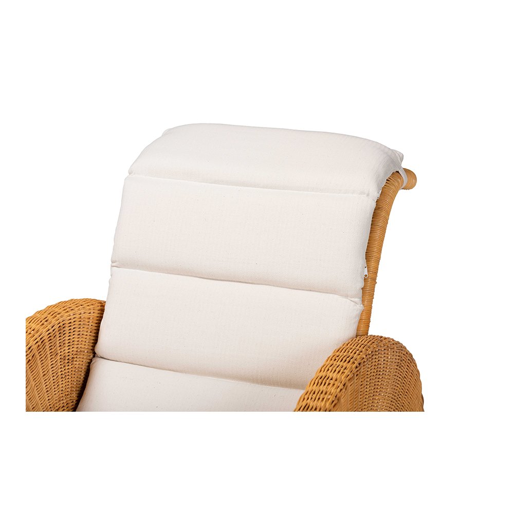 Aries Rattan Chaise Lounge Chair with Rolled Backrest and Cushion. Picture 6