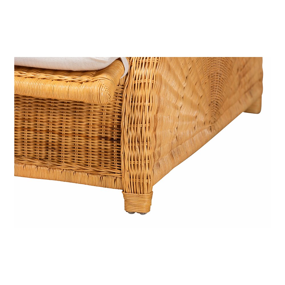Aries Rattan Chaise Lounge Chair with Rolled Backrest and Cushion. Picture 7