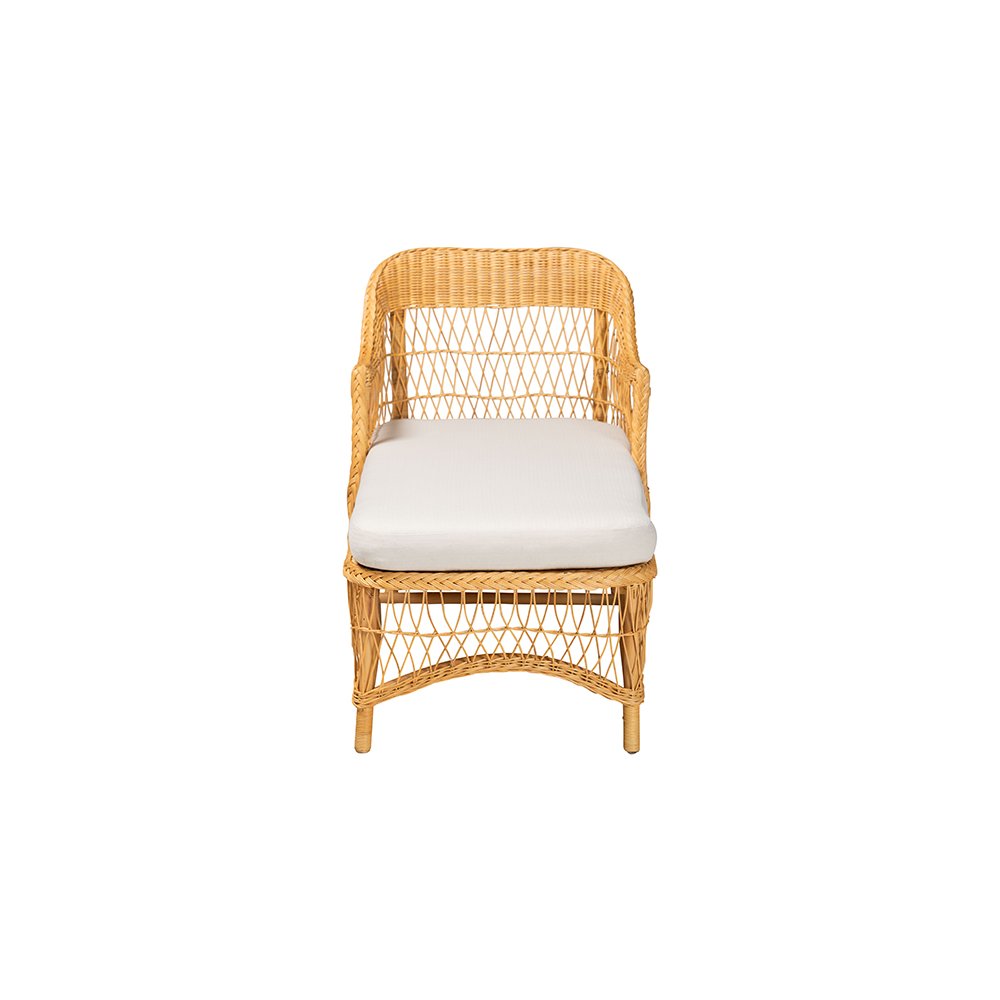 Bruno Rattan Chaise Lounge Chair with Rounded Backrest and Cushion. Picture 3
