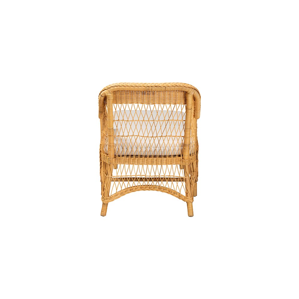 Bruno Rattan Chaise Lounge Chair with Rounded Backrest and Cushion. Picture 5