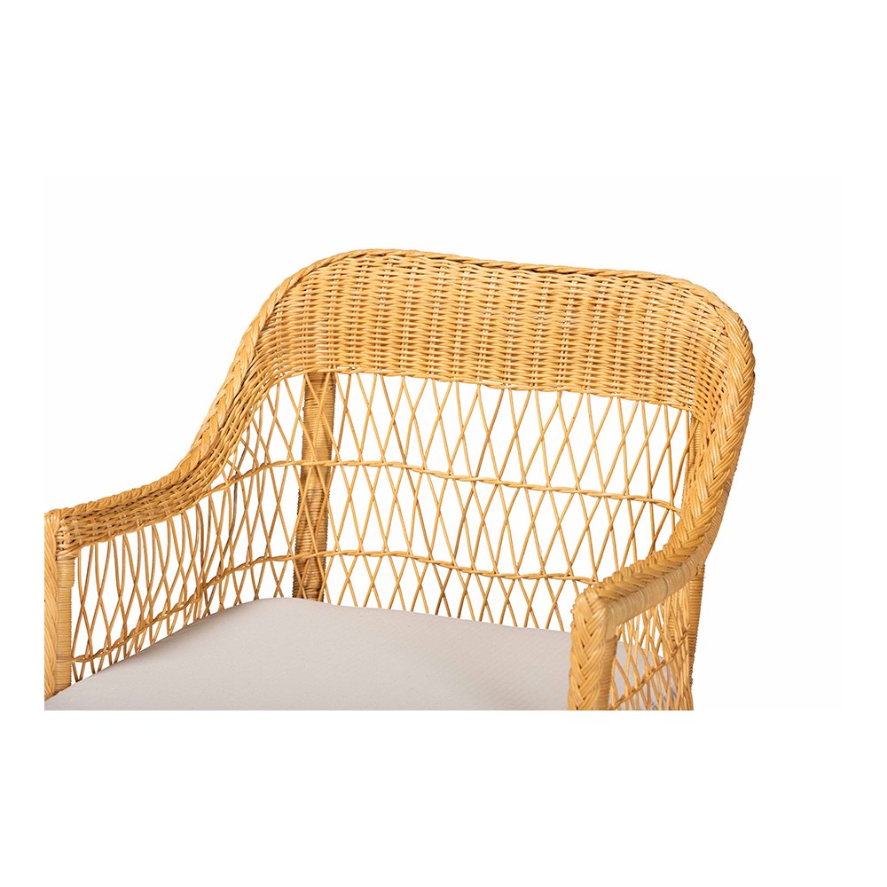 Bruno Rattan Chaise Lounge Chair with Rounded Backrest and Cushion. Picture 6