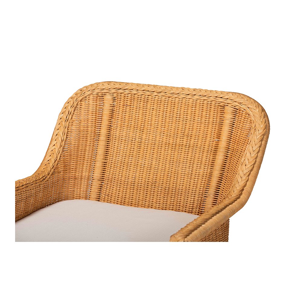 Cesar Rattan Chaise Lounge Chair with Rounded Backrest and Cushion. Picture 6