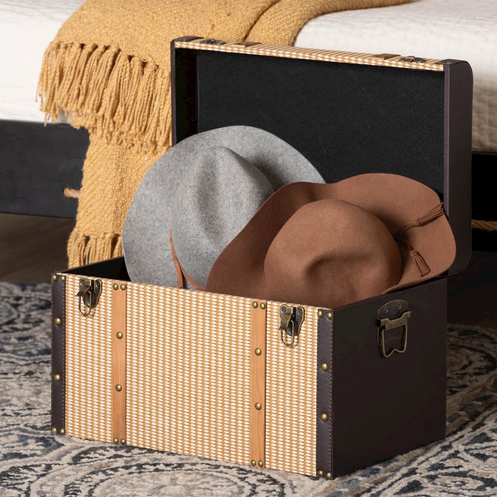 Manton Storage Trunk - Storage Chest with Hinged Top and Woven Exterior. Picture 9