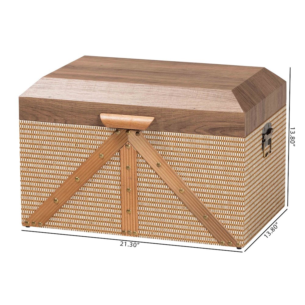 Decorative Storage Chest with Hinged Top and Woven Exterior. Picture 10