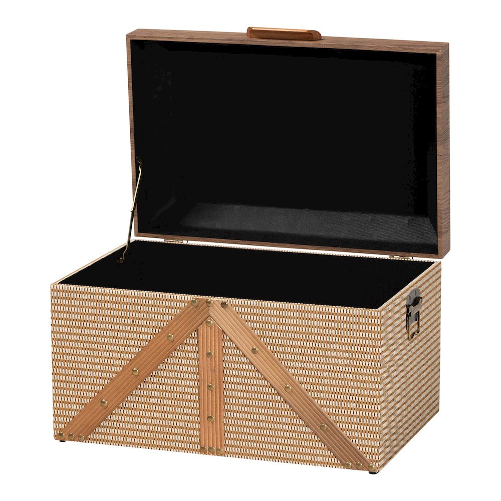 Decorative Storage Chest with Hinged Top and Woven Exterior. Picture 3