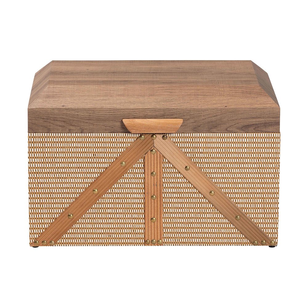 Decorative Storage Chest with Hinged Top and Woven Exterior. Picture 4