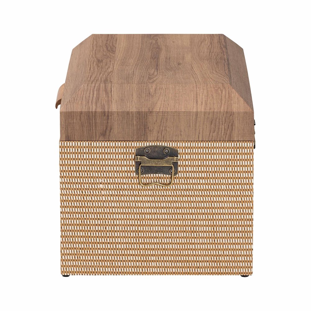 Decorative Storage Chest with Hinged Top and Woven Exterior. Picture 5