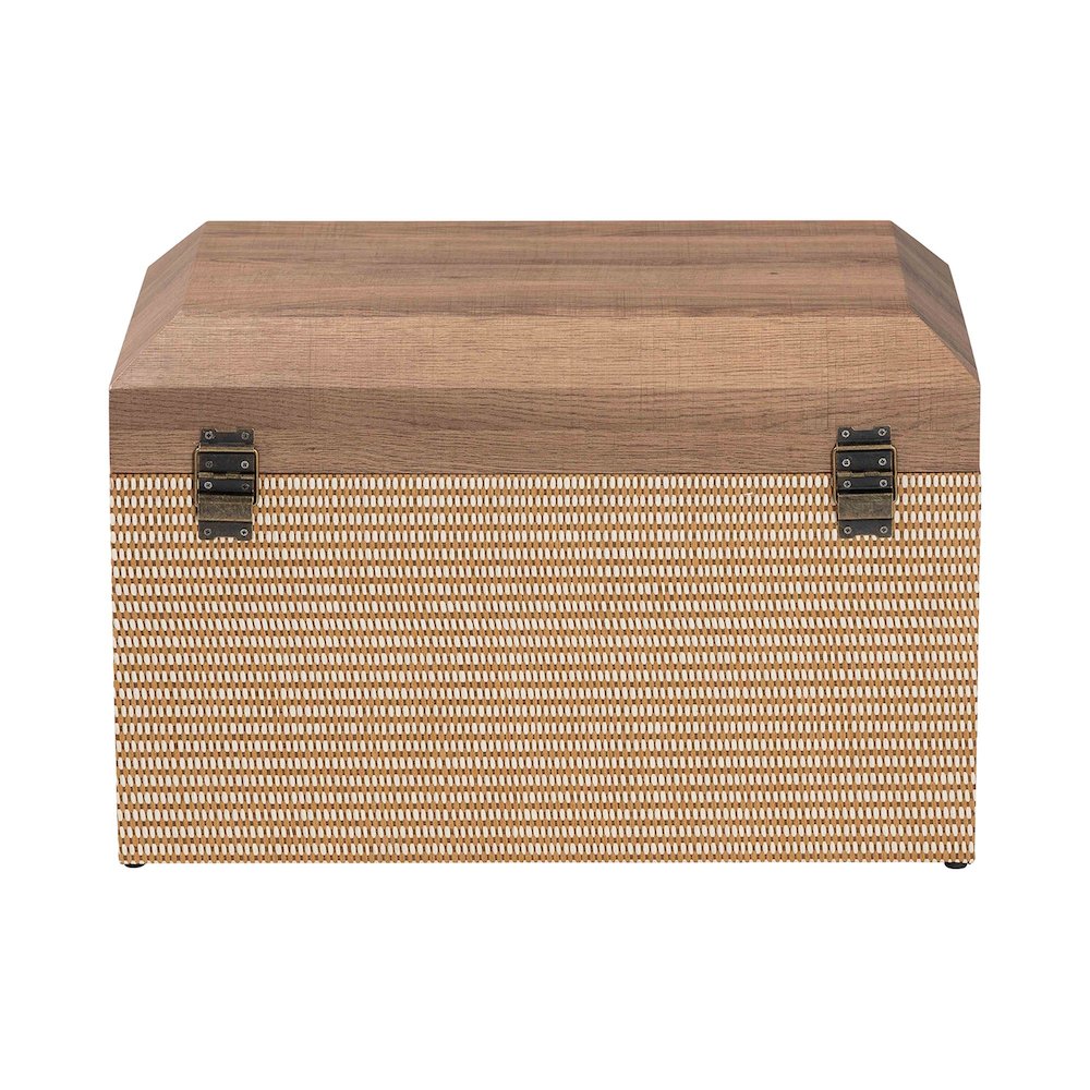 Decorative Storage Chest with Hinged Top and Woven Exterior. Picture 6