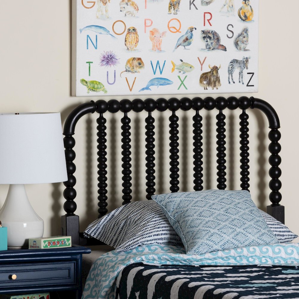 Finley Turned Bobbin Headboard - Spindle Design, Farmhouse, Twin, Black. Picture 4