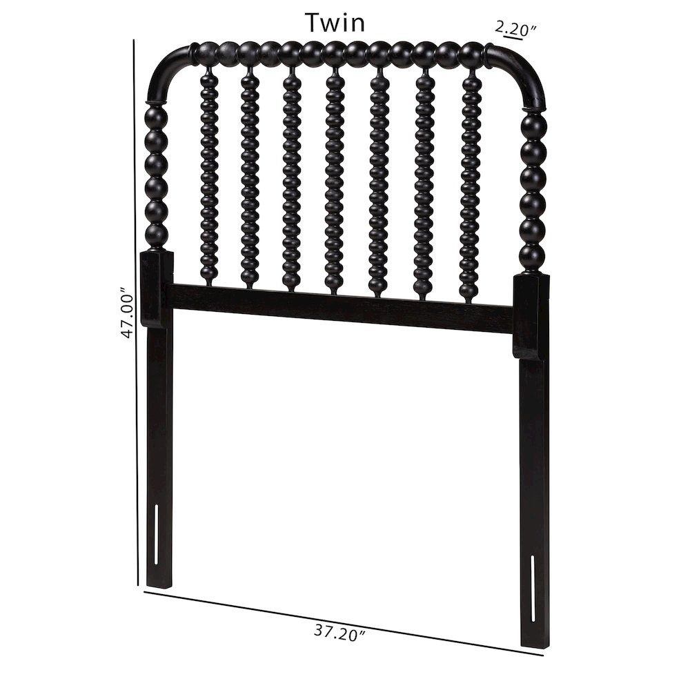 Finley Turned Bobbin Headboard - Spindle Design, Farmhouse, Twin, Black. Picture 5