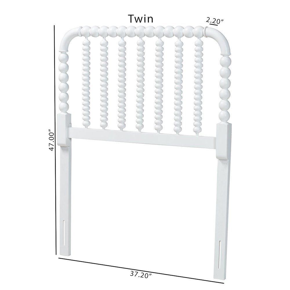 Finley Turned Bobbin Headboard - Spindle Design, Farmhouse, Twin, White. Picture 5