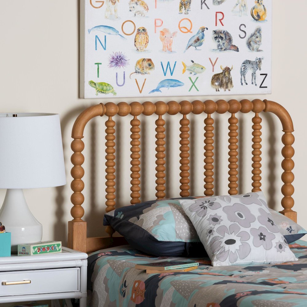 Finley Turned Bobbin Headboard - Spindle Design, Farmhouse, Twin, Oak Brown. Picture 4