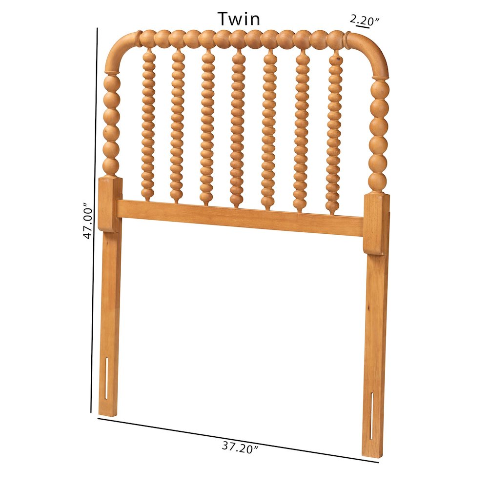 Finley Turned Bobbin Headboard - Spindle Design, Farmhouse, Twin, Oak Brown. Picture 5