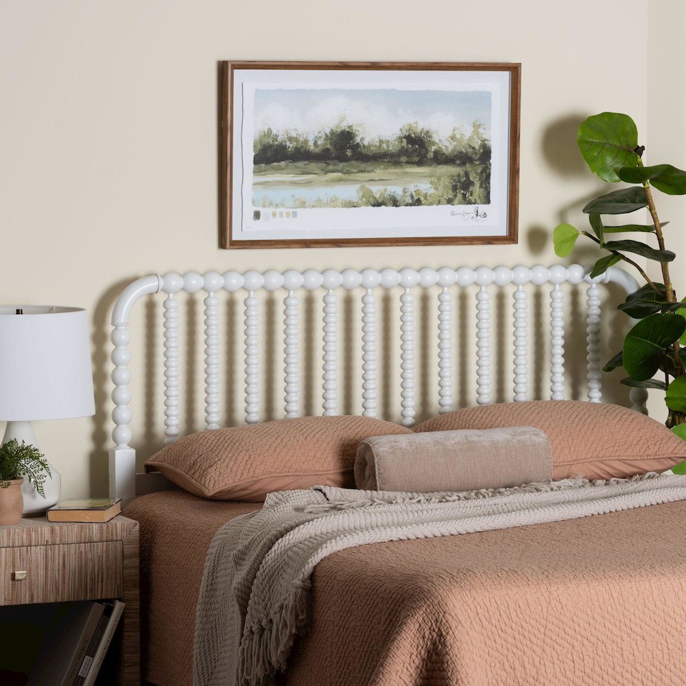 Finley Turned Bobbin Headboard - Spindle Design, Farmhouse, Full, White. Picture 4