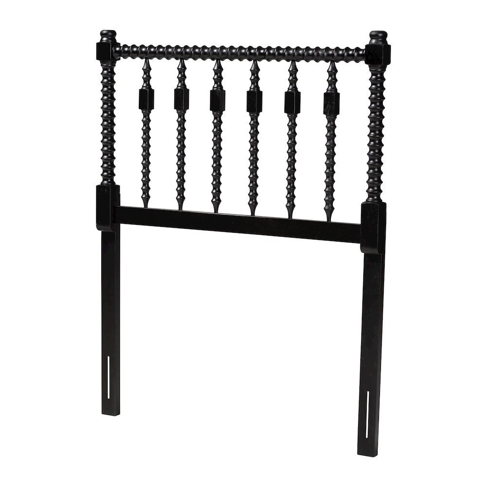 Juliette Turned Spindle Headboard - Spoke Design, Farmhouse, Twin, Black. Picture 1