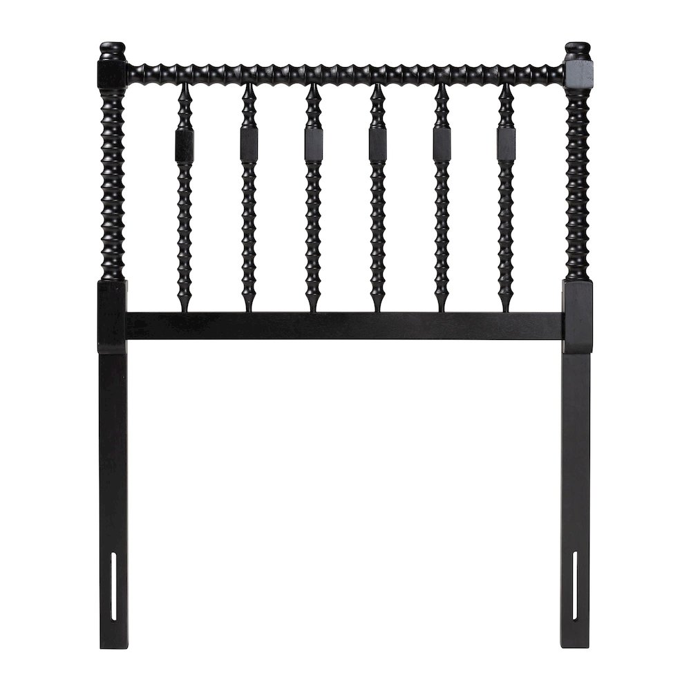 Juliette Turned Spindle Headboard - Spoke Design, Farmhouse, Twin, Black. Picture 2