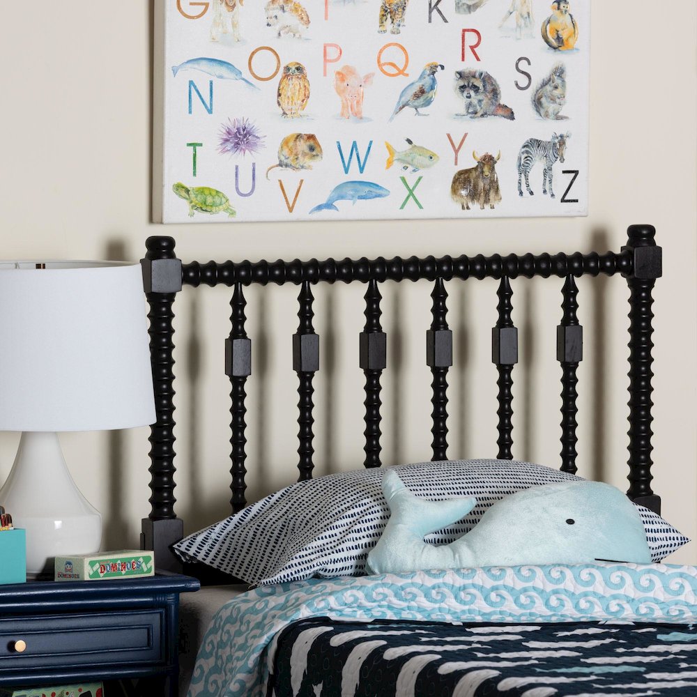 Juliette Turned Spindle Headboard - Spoke Design, Farmhouse, Twin, Black. Picture 4