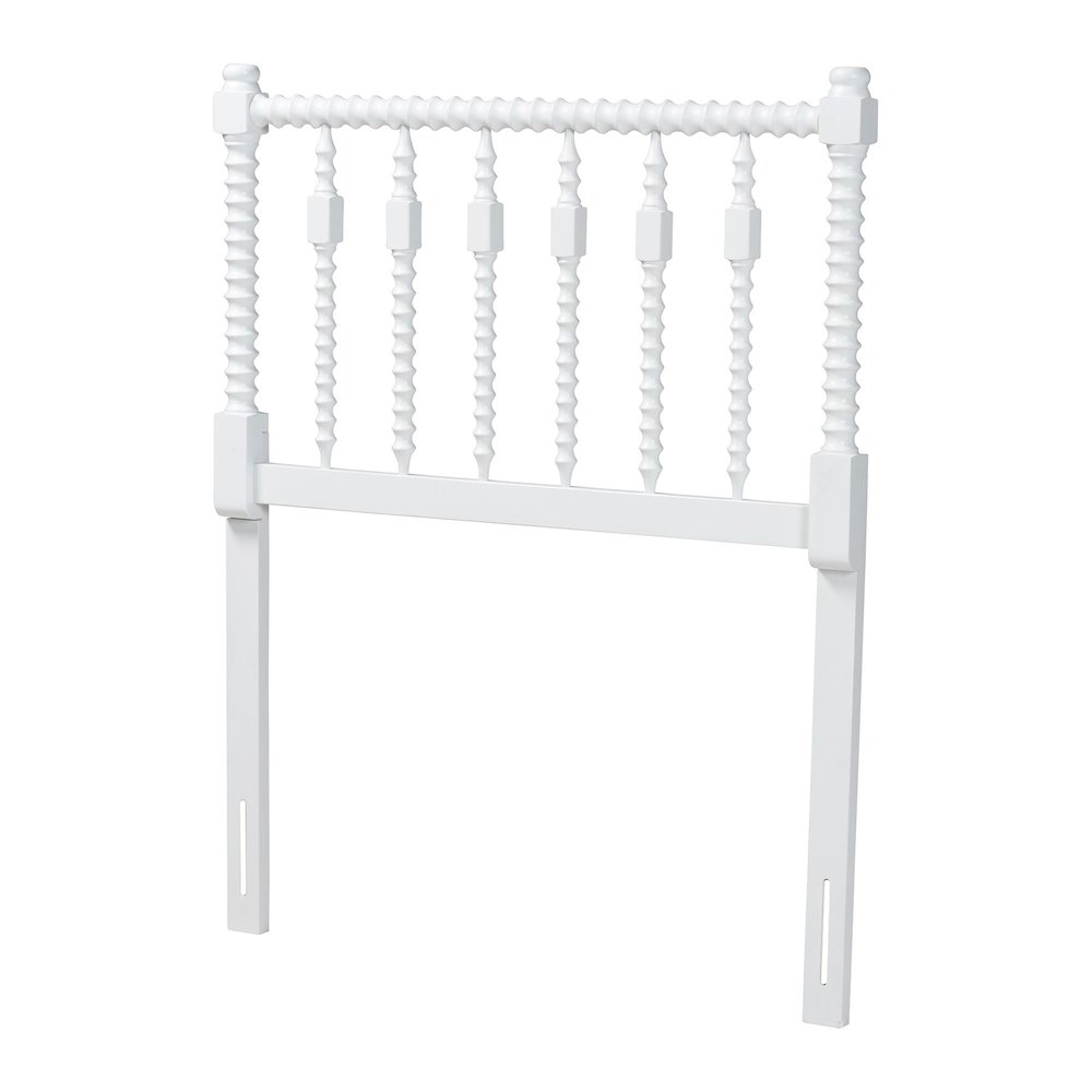 Juliette Turned Spindle Headboard - Spoke Design, Farmhouse, Twin, White. Picture 1