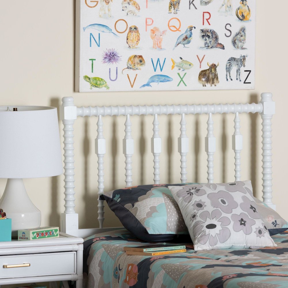 Juliette Turned Spindle Headboard - Spoke Design, Farmhouse, Twin, White. Picture 4