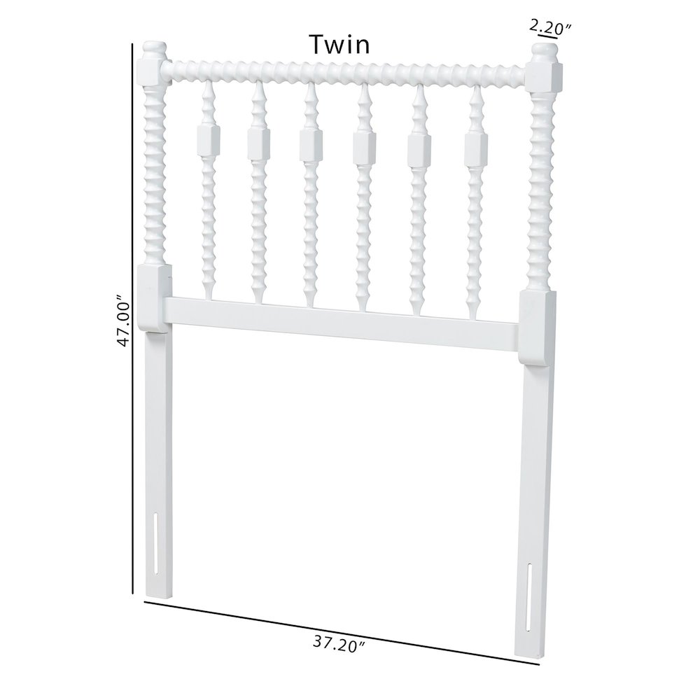 Juliette Turned Spindle Headboard - Spoke Design, Farmhouse, Twin, White. Picture 5