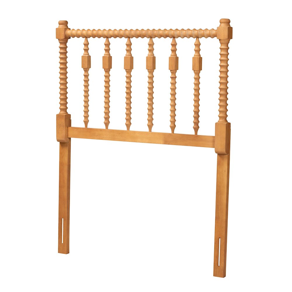 Juliette Turned Spindle Headboard - Spoke Design, Farmhouse, Twin, Oak Brown. Picture 1