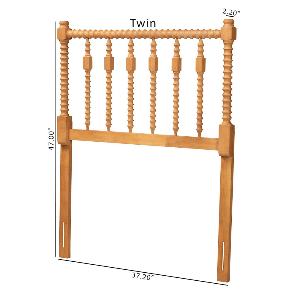 Juliette Turned Spindle Headboard - Spoke Design, Farmhouse, Twin, Oak Brown. Picture 5
