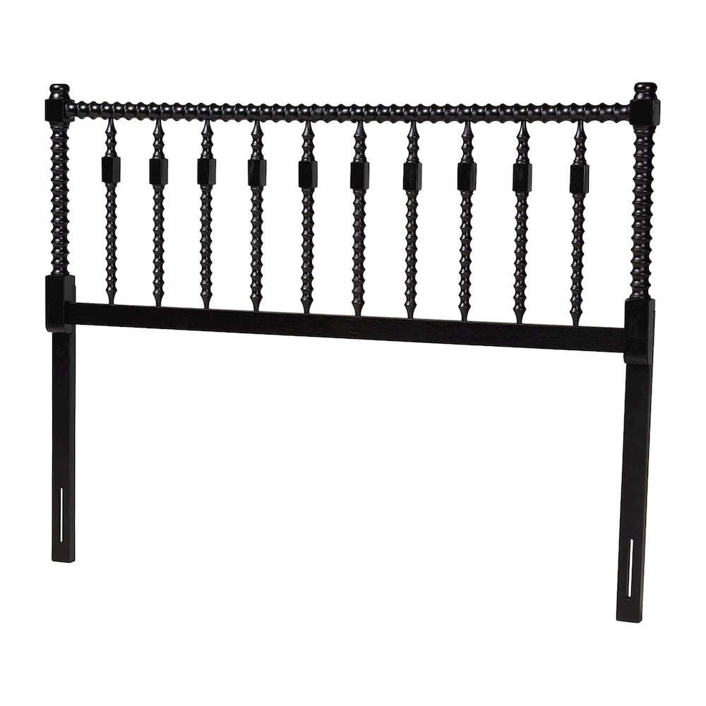 Juliette Turned Spindle Headboard - Spoke Design, Farmhouse, Full, Black. Picture 1