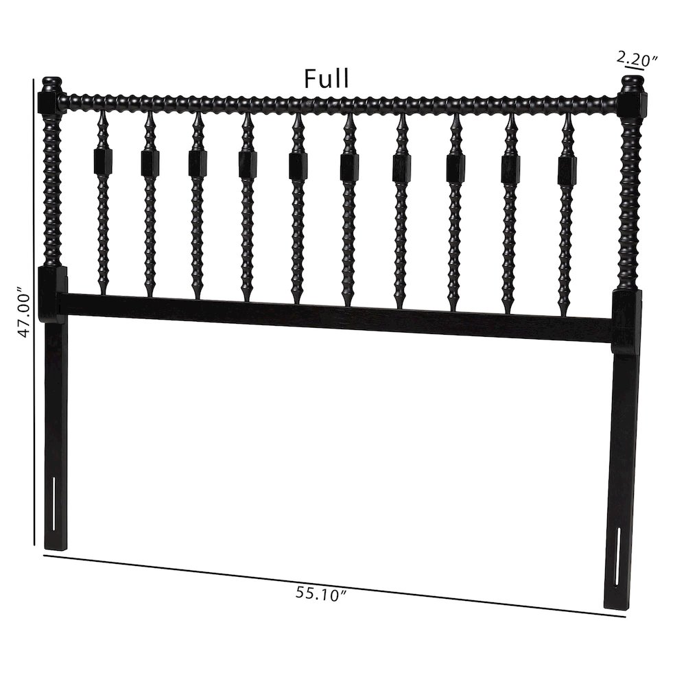 Juliette Turned Spindle Headboard - Spoke Design, Farmhouse, Full, Black. Picture 5