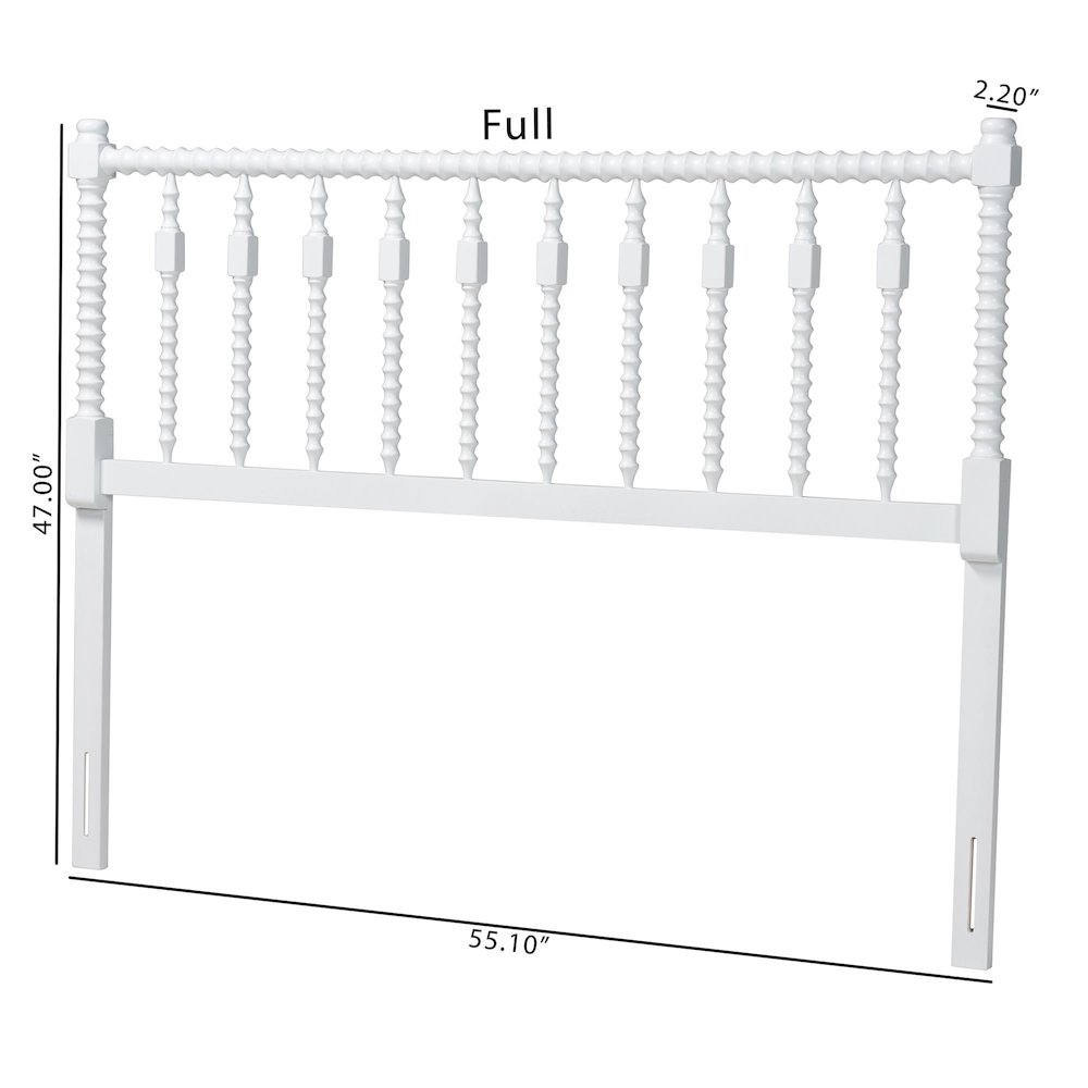 Juliette Turned Spindle Headboard - Spoke Design, Farmhouse, Full, White. Picture 5