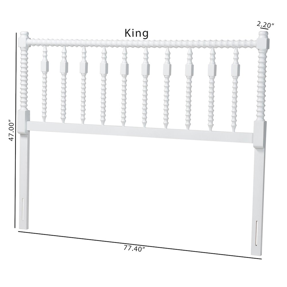 Juliette Turned Spindle Headboard - Spoke Design, Farmhouse, Full, White. Picture 7