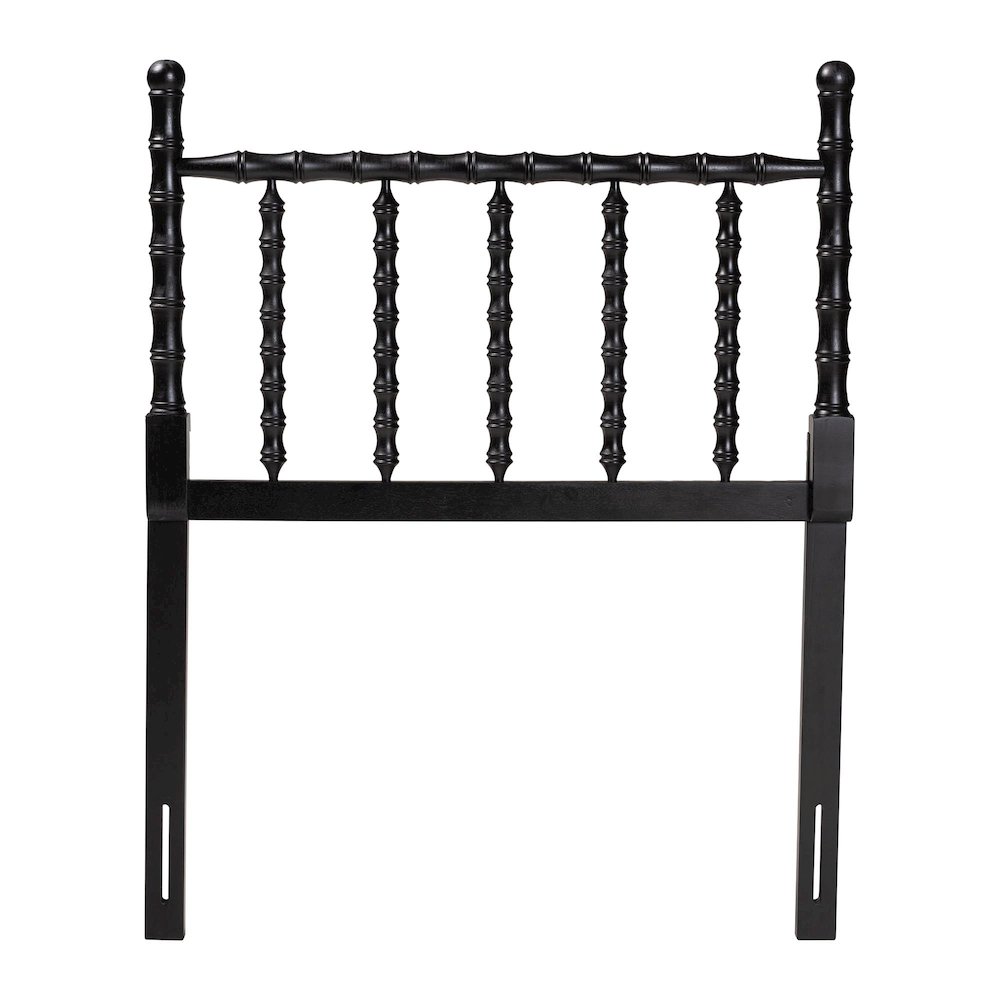 Edaline Bamboo Motif Headboard - Turned Spindle Design, Boho, Twin, Black. Picture 2