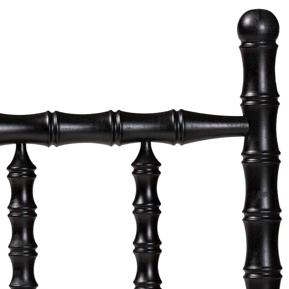 Edaline Bamboo Motif Headboard - Turned Spindle Design, Boho, Twin, Black. Picture 3