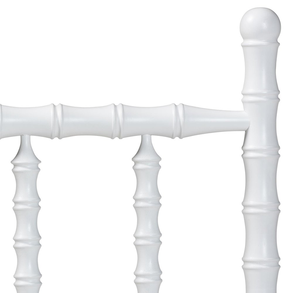 Edaline Bamboo Motif Headboard - Turned Spindle Design, Boho, Twin, White. Picture 3