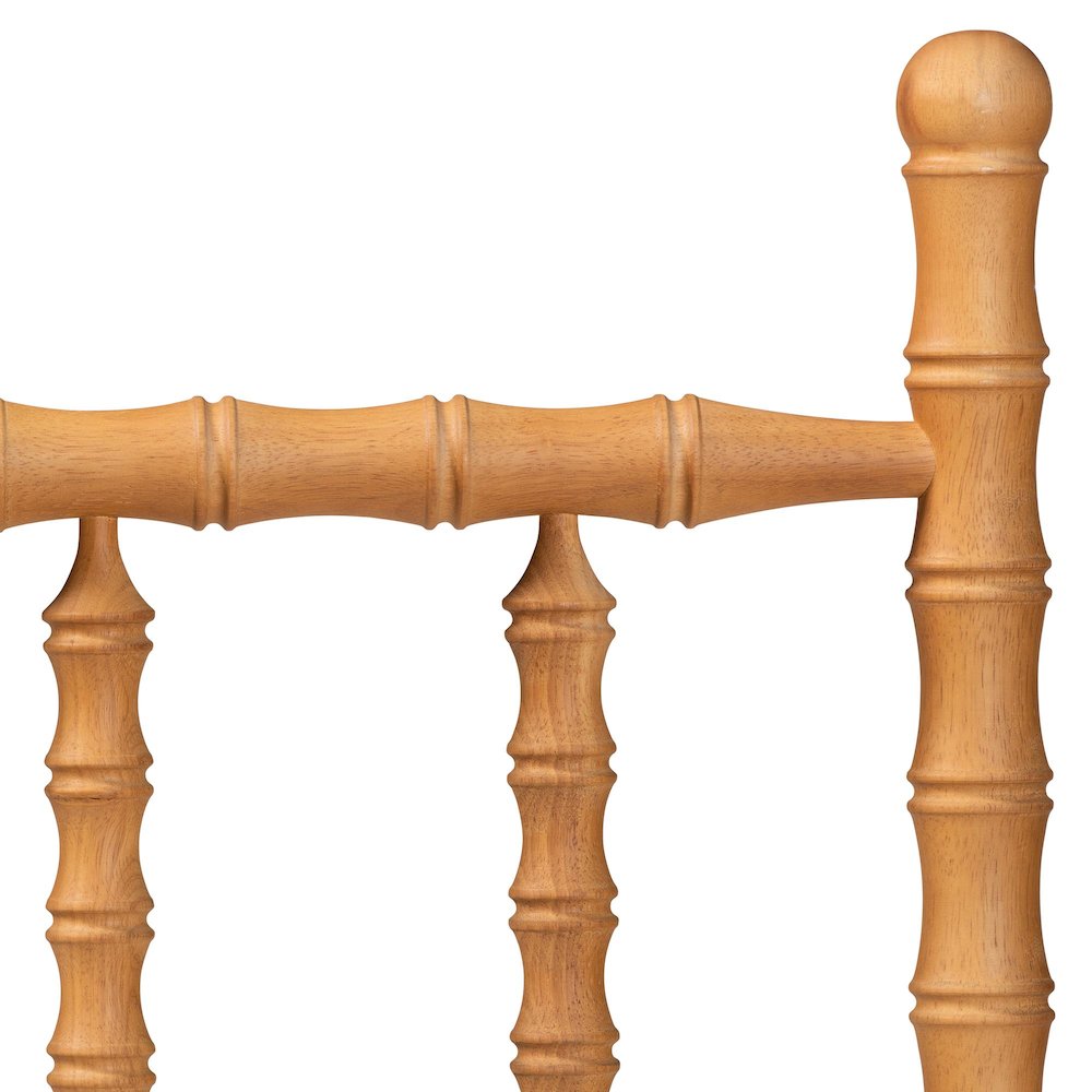 Edaline Bamboo Motif Headboard - Turned Spindle Design, Boho, Twin, Oak Brown. Picture 3