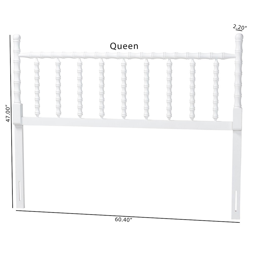 Edaline Bamboo Motif Headboard - Turned Spindle Design, Boho, Full, White. Picture 6